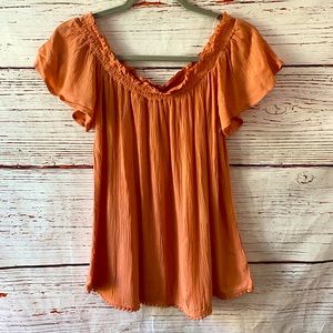 NWT Selfie Muted Pink Peasant Blouse XS